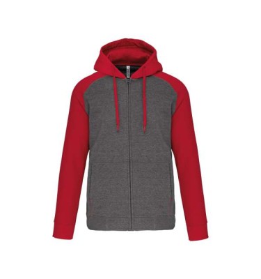UNISEX TWO-TONE ZIPPED HOODED FLEECE JACKET