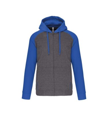 UNISEX TWO-TONE ZIPPED HOODED FLEECE JACKET