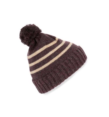 KNITTED STRIPED BEANIE IN RECYCLED YARN