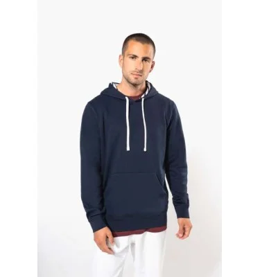 UNISEX CONTRAST PATTERNED HOODED SWEATSHIRT
