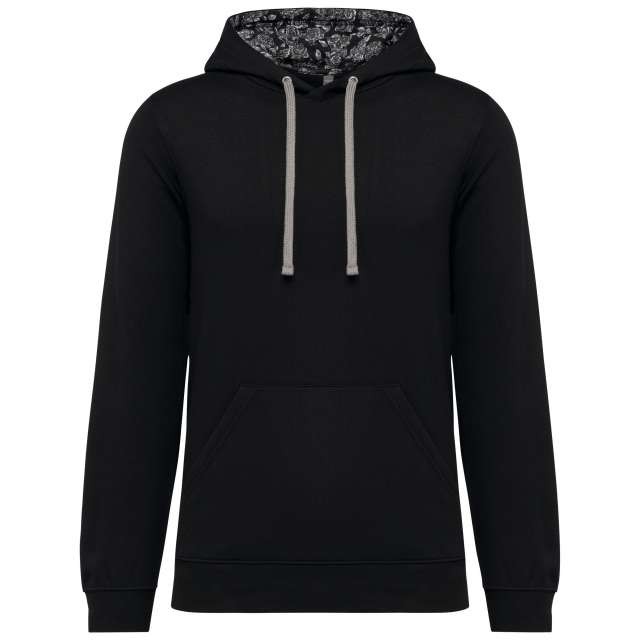 UNISEX CONTRAST PATTERNED HOODED SWEATSHIRT