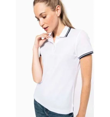 LADIE'S SHORT-SLEEVED POLOSHIRT WITH CONTRASTING PIPING