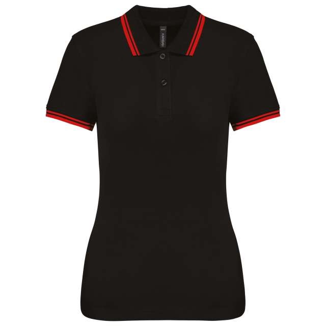 LADIE'S SHORT-SLEEVED POLOSHIRT WITH CONTRASTING PIPING
