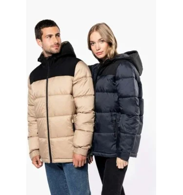 UNISEX BI-TONE PADDED JACKET WITH HOOD