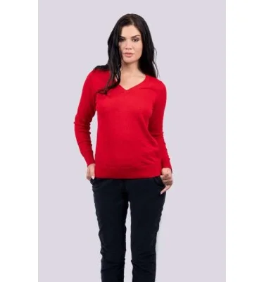 WOMEN’S V-NECK FINE GAUGE COTTON PULLOVER