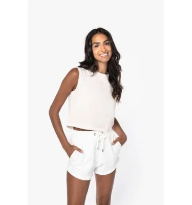 ECO-FRIENDLY LADIES’ SLEEVELESS CROP T-SHIRT
