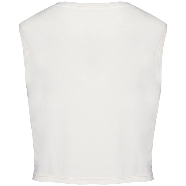 ECO-FRIENDLY LADIES’ SLEEVELESS CROP T-SHIRT