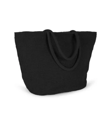 WOVEN JUTE SHOPPING BAG WITH KNIT CANVAS EFFECT