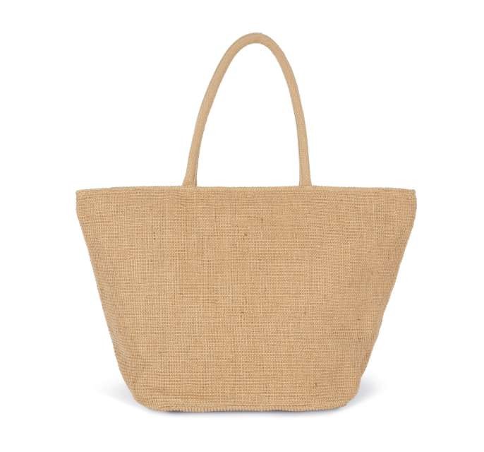 WOVEN JUTE SHOPPING BAG WITH KNIT CANVAS EFFECT - NATURAL