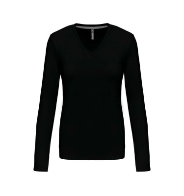 LADIES' LONG-SLEEVED V-NECK T-SHIRT