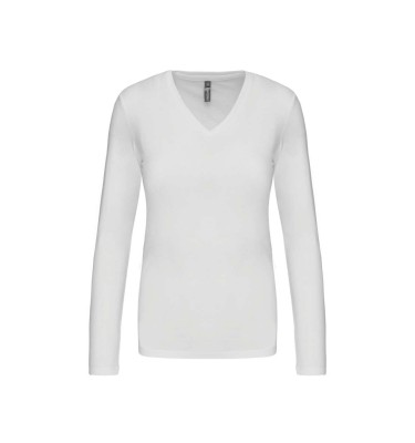 LADIES' LONG-SLEEVED V-NECK T-SHIRT
