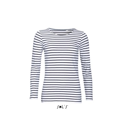 SOL'S MARINE WOMEN - LONG SLEEVE STRIPED T-SHIRT