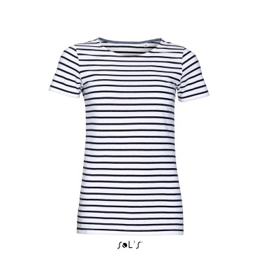 SOL'S MILES WOMEN - ROUND NECK STRIPED T-SHIRT