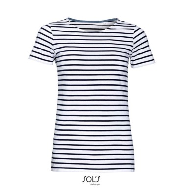 SOL'S MILES WOMEN - ROUND NECK STRIPED T-SHIRT