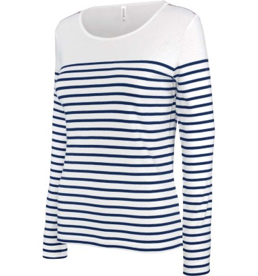LADIES’ LONG-SLEEVED BRETON STRIPE TOP