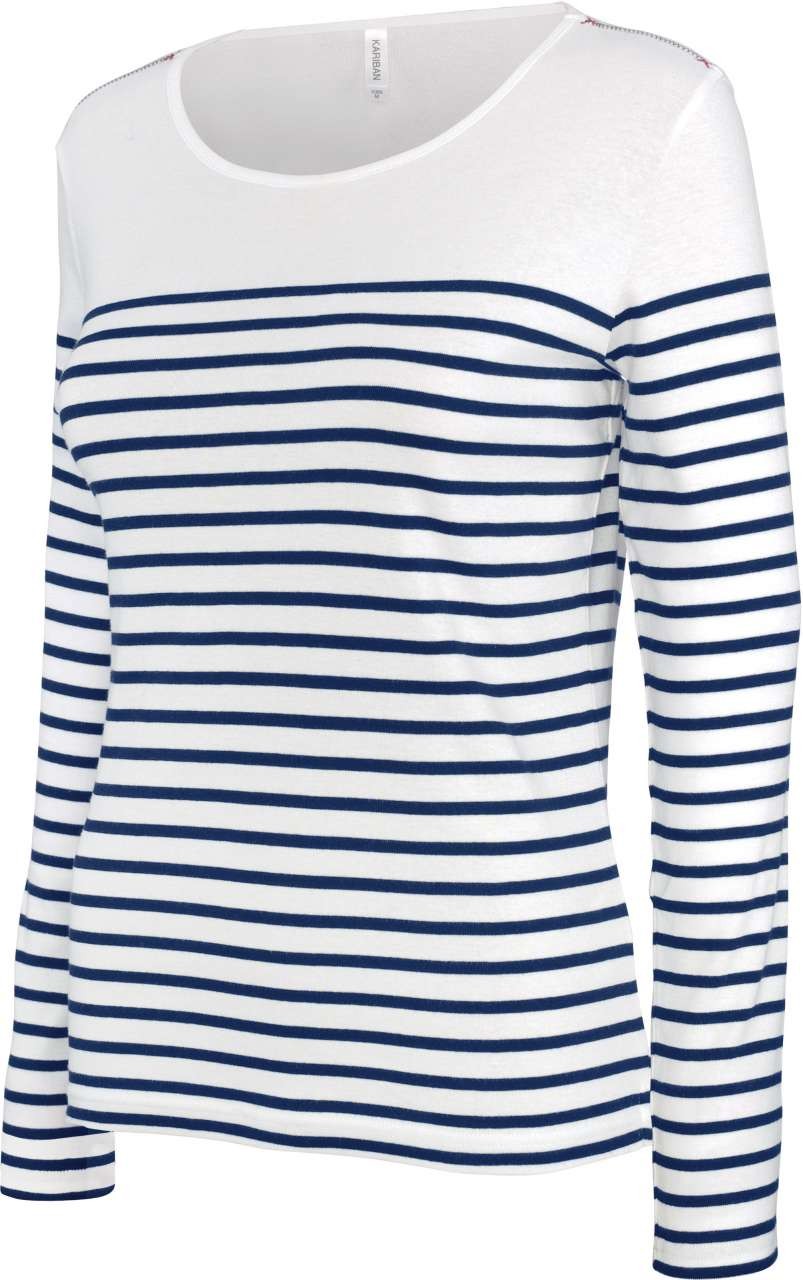 LADIES’ LONG-SLEEVED BRETON STRIPE TOP