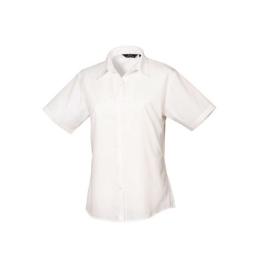 WOMEN'S SHORT SLEEVE POPLIN BLOUSE