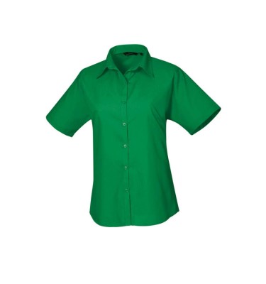 WOMEN'S SHORT SLEEVE POPLIN BLOUSE