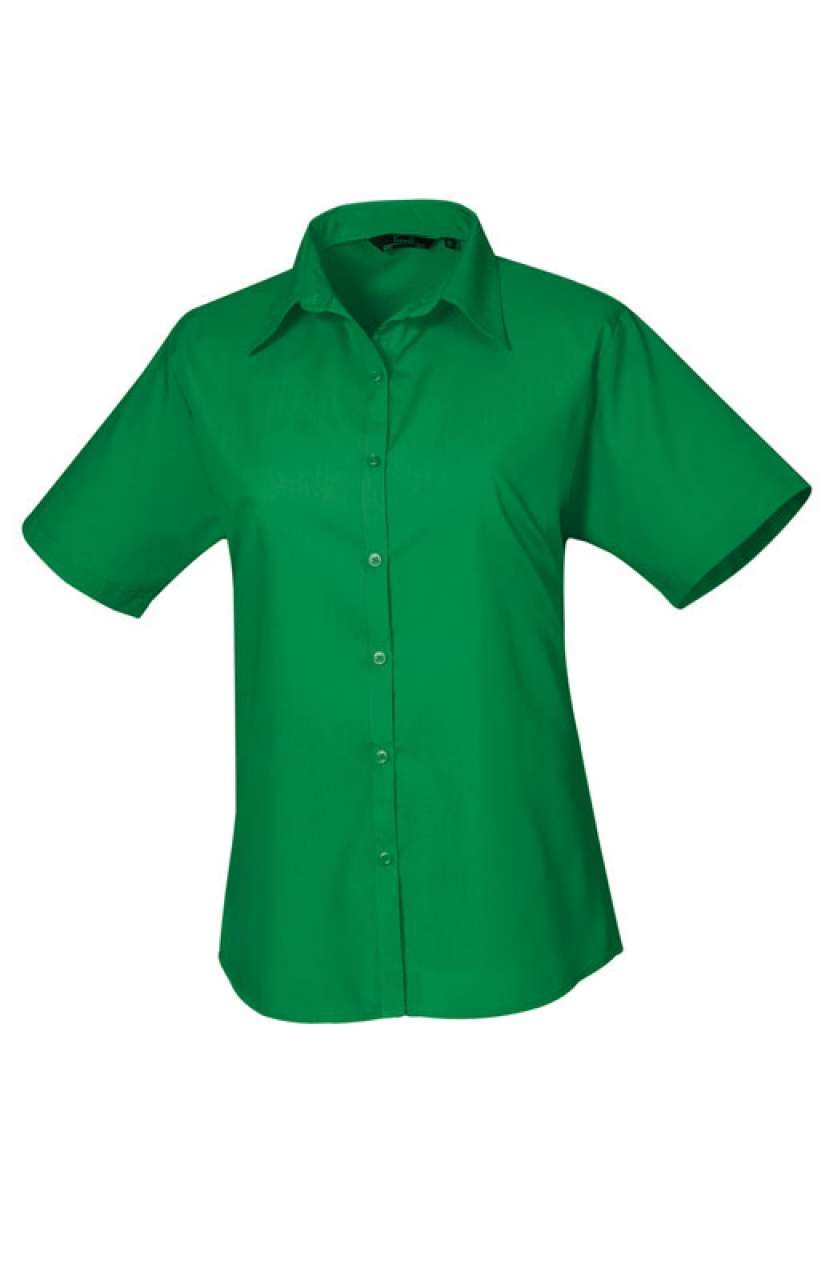 WOMEN'S SHORT SLEEVE POPLIN BLOUSE