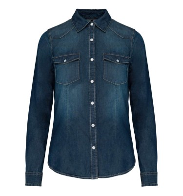 LADIES' LONG-SLEEVED DENIM SHIRT