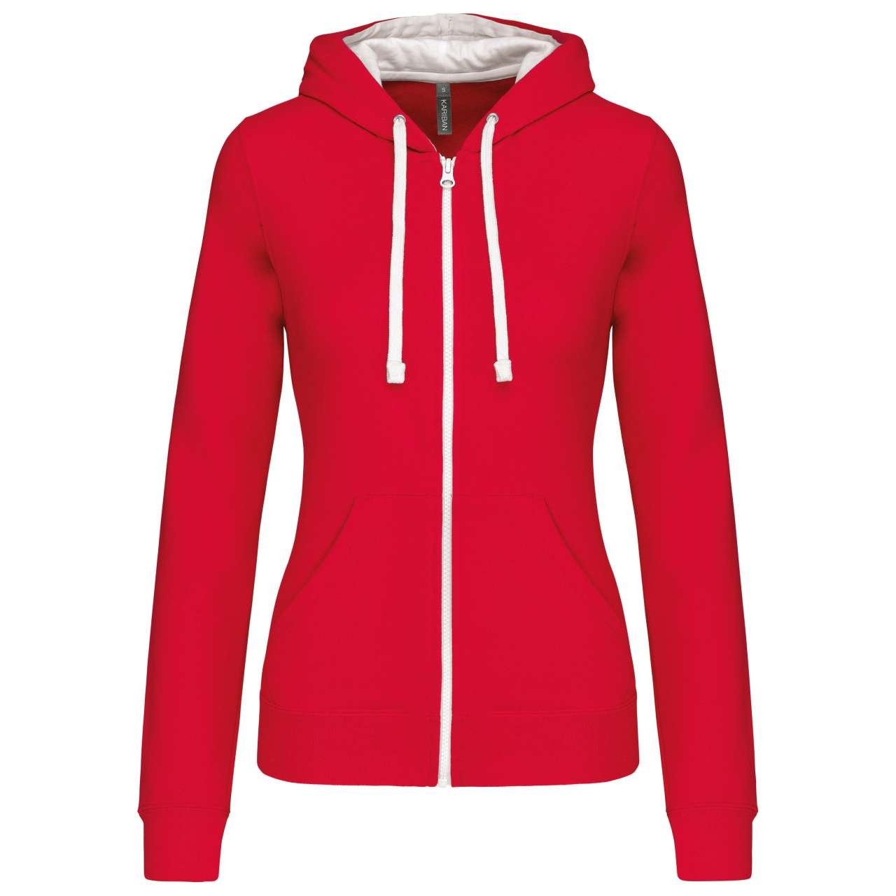 LADIES’ CONTRAST HOODED FULL ZIP SWEATSHIRT