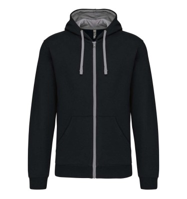 MEN'S CONTRAST HOODED FULL ZIP SWEATSHIRT