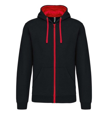 MEN'S CONTRAST HOODED FULL ZIP SWEATSHIRT