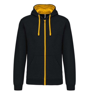 MEN'S CONTRAST HOODED FULL ZIP SWEATSHIRT