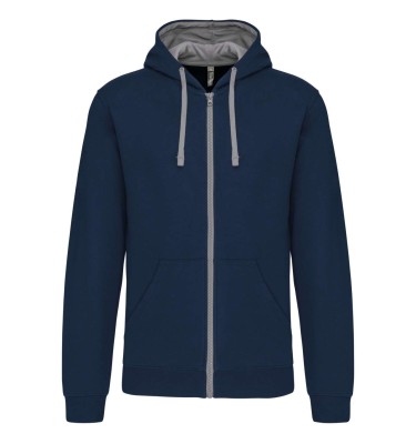 MEN'S CONTRAST HOODED FULL ZIP SWEATSHIRT