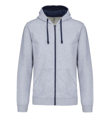 MEN'S CONTRAST HOODED FULL ZIP SWEATSHIRT