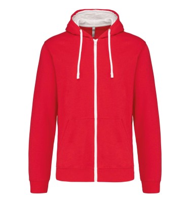 MEN'S CONTRAST HOODED FULL ZIP SWEATSHIRT