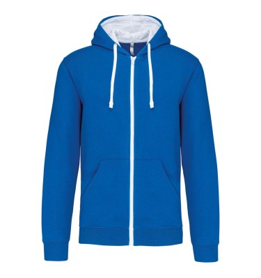 MEN'S CONTRAST HOODED FULL ZIP SWEATSHIRT