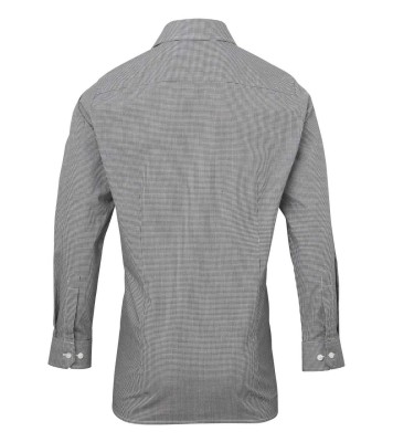 MEN'S LONG SLEEVE GINGHAM COTTON MICROCHECK SHIRT
