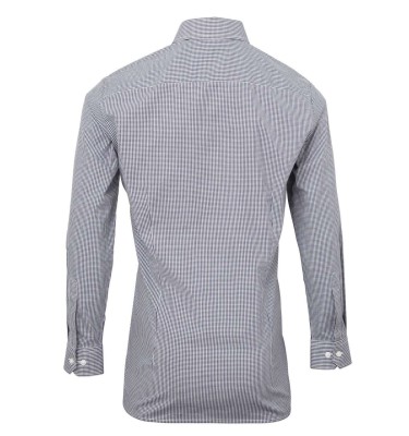 MEN'S LONG SLEEVE GINGHAM COTTON MICROCHECK SHIRT
