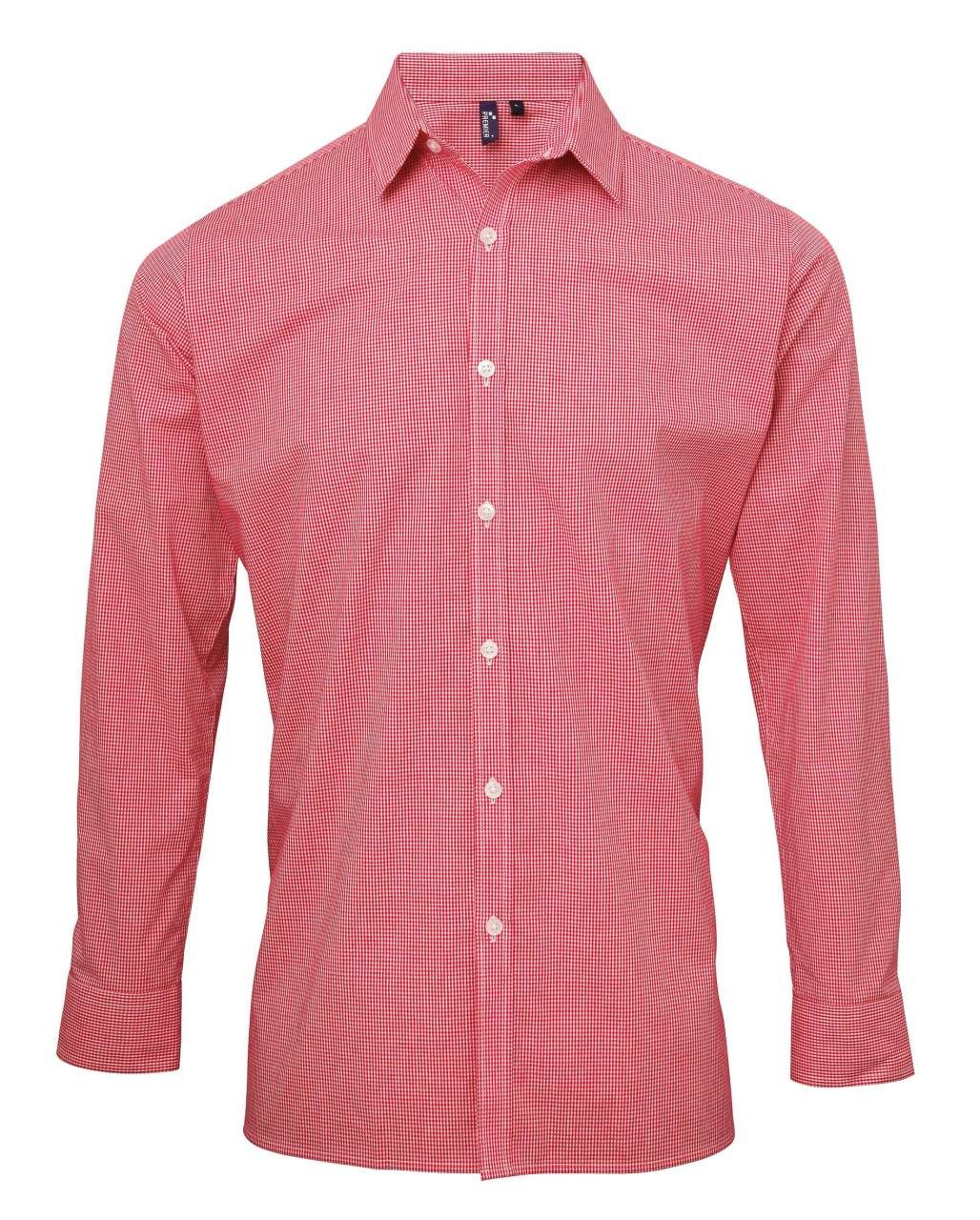 MEN'S LONG SLEEVE GINGHAM COTTON MICROCHECK SHIRT