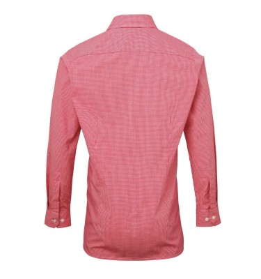 MEN'S LONG SLEEVE GINGHAM COTTON MICROCHECK SHIRT