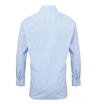MEN'S LONG SLEEVE GINGHAM COTTON MICROCHECK SHIRT