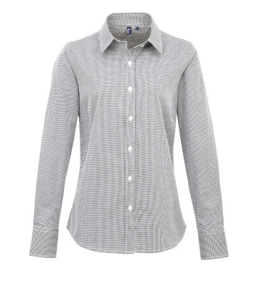 WOMEN'S LONG SLEEVE GINGHAM MICROCHECK SHIRT