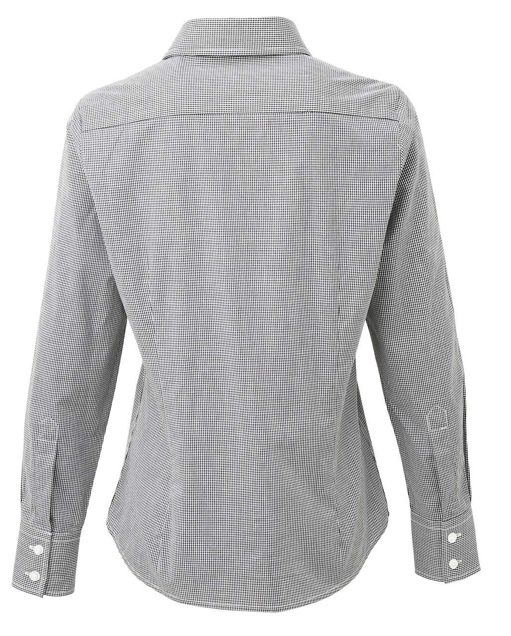 WOMEN'S LONG SLEEVE GINGHAM MICROCHECK SHIRT