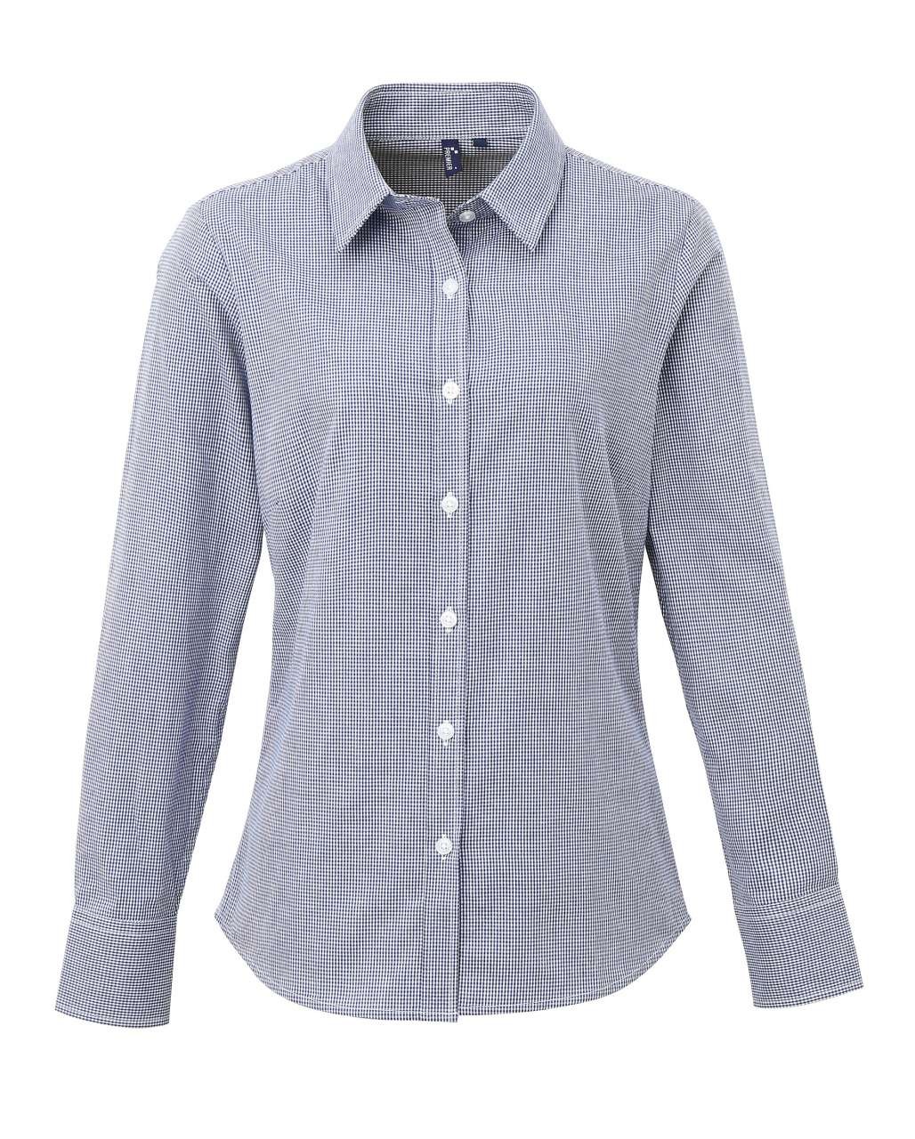 WOMEN'S LONG SLEEVE GINGHAM MICROCHECK SHIRT
