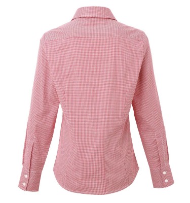 WOMEN'S LONG SLEEVE GINGHAM MICROCHECK SHIRT