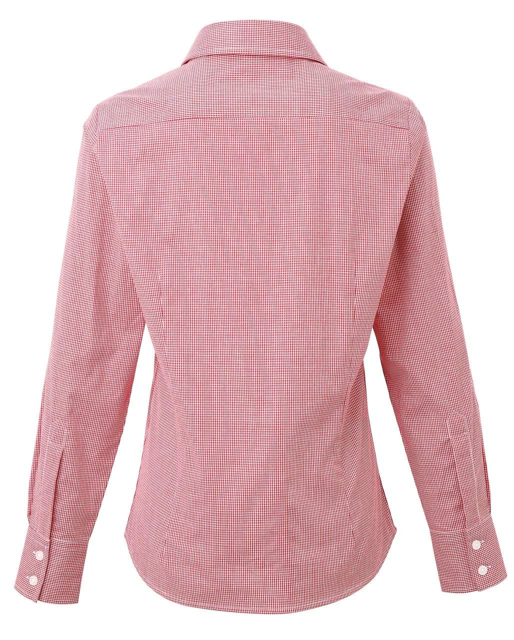 WOMEN'S LONG SLEEVE GINGHAM MICROCHECK SHIRT