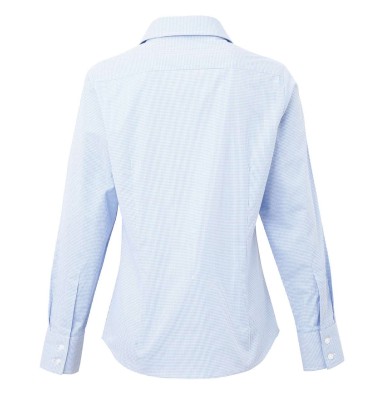 WOMEN'S LONG SLEEVE GINGHAM MICROCHECK SHIRT