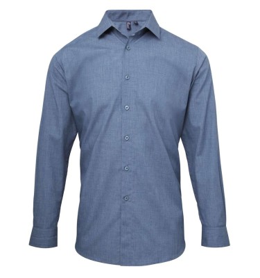 MEN'S CROSS-DYE ROLL SLEEVE POPLIN BAR SHIRT