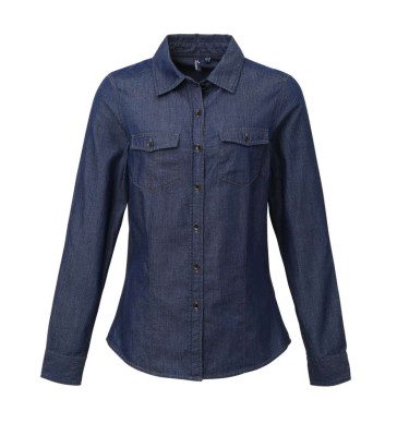 WOMEN'S JEANS STITCH DENIM SHIRT