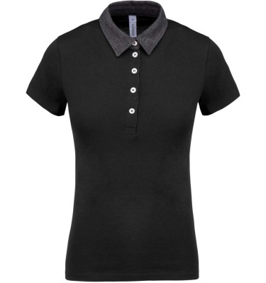 LADIES' TWO-TONE JERSEY POLO SHIRT
