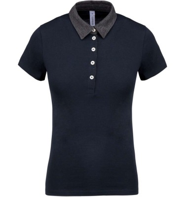 LADIES' TWO-TONE JERSEY POLO SHIRT