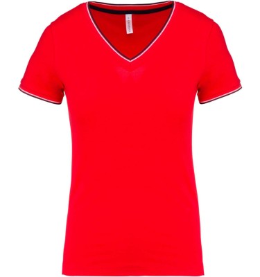LADIES' PIQUÉ KNIT V-NECK T-SHIRT