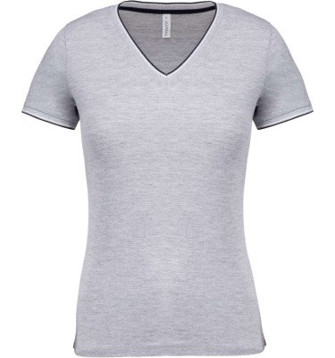 LADIES' PIQUÉ KNIT V-NECK T-SHIRT