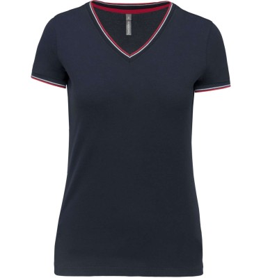 LADIES' PIQUÉ KNIT V-NECK T-SHIRT
